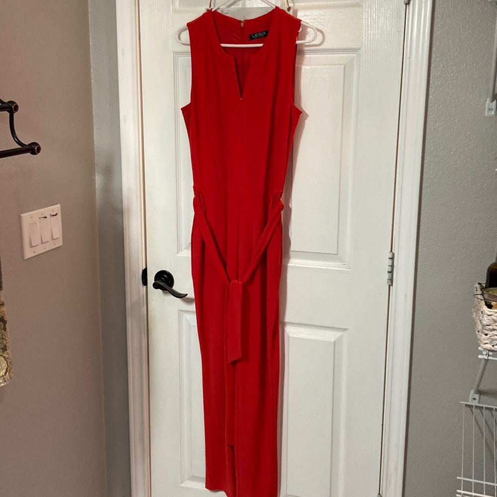 Ralph Lauren Jumpsuit for Ladies. Size - Medium;Color- Red Orange.